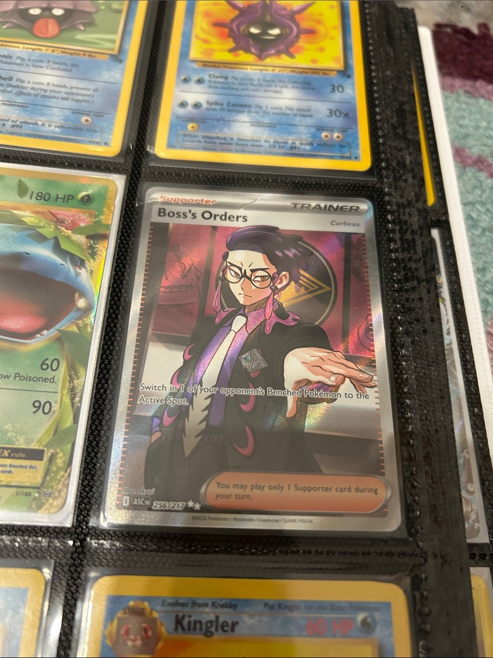 Pokemon Boss's Orders Full-Art Card — Purple and Black Accents